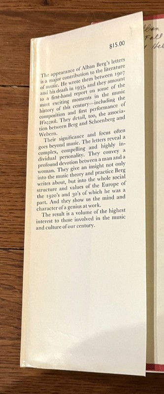 ALBAN BERG-Letters to His Wife-Edited by BERNARD GRUN-Superb 1971 1st HC DJ-Rare gallery