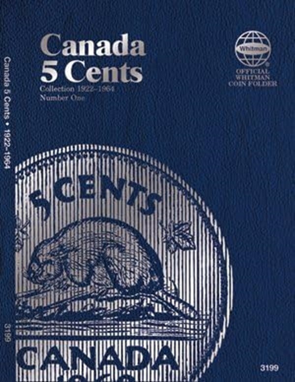 Whitman Blue Coin Folder Canada Canadian 5 Cents Vol 1 1922 1964 Mini Album 3199 gallery