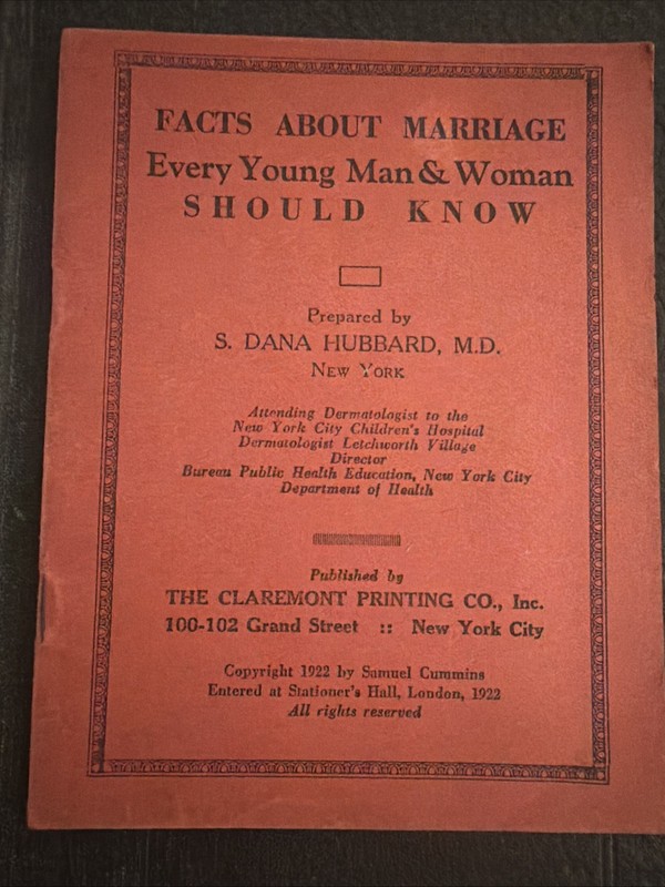 Vintage FACTS about MARRIAGE Every Young Man & Woman Should Know D Hubbard 1922