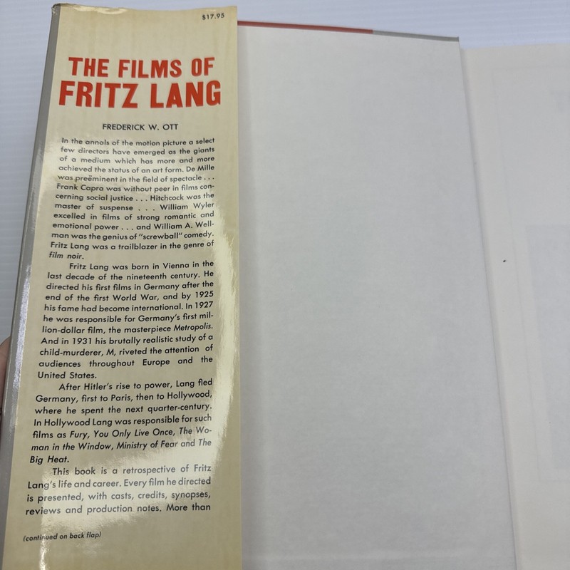 The Films of Fritz Lang Frederick W. Ott First Edition 1979 HC The Citadel Press gallery