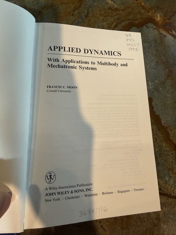 APPLIED DYNAMICS: WITH APPLICATIONS TO MULTIBODY AND By Francis C. Moon gallery
