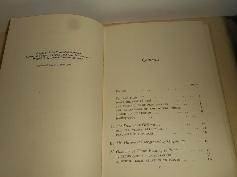 A GUIDE TO THE COLLECTING AND CARE OF ORIGINAL PRINTS Carl Zigrosser 1971 HC/DJ gallery