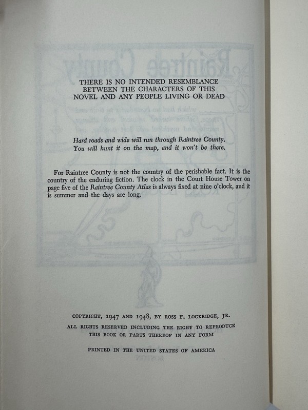 1948 Raintree County Ross Lockridge Jr Houghton Miffin Co Hardcover gallery