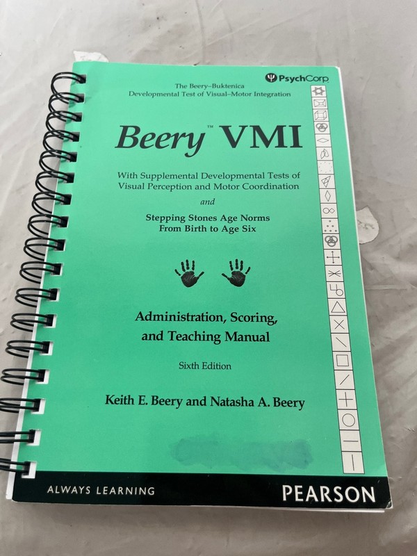 Beery VMI Sixth Edition Administration Scoring Teaching Manual Pearson PsychCorp
