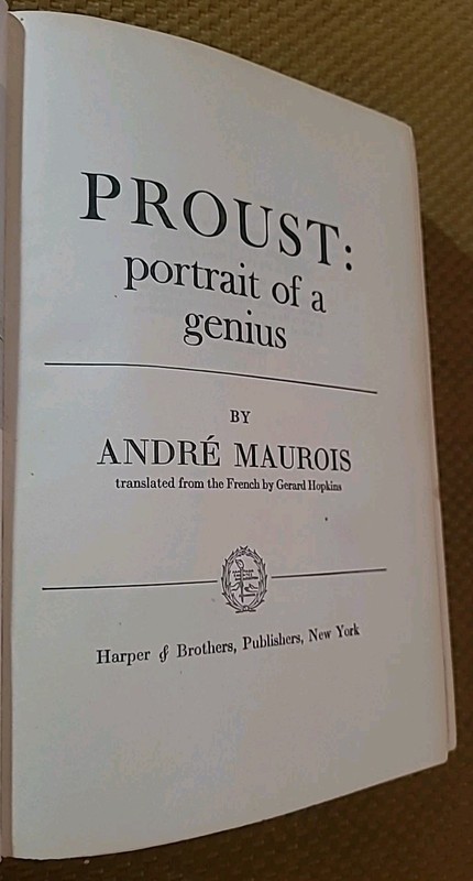 Proust: Portrait of Genius by Andre Marois (1950, Hardcover), VTG FIRST EDTION