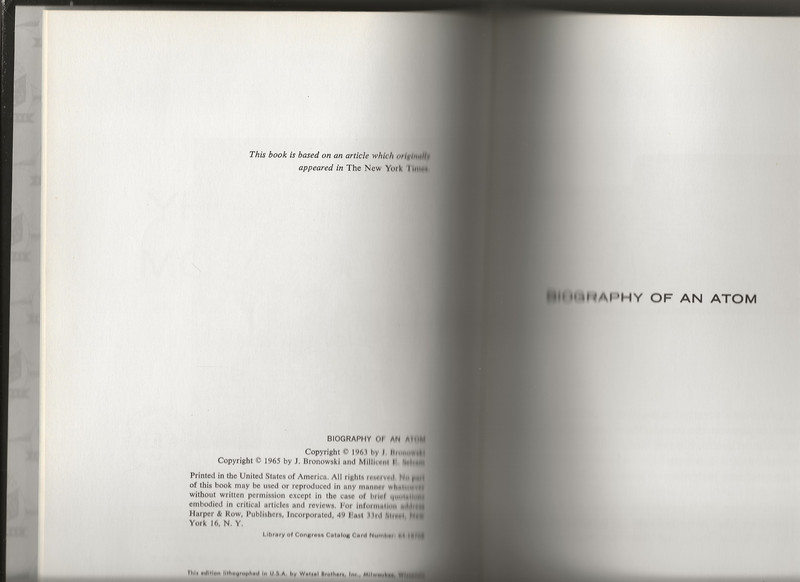 BIOGRAPHY OF AN ATOM J BRONOWSKI MILLICENT E SELSAM 1965 E M HALE EX LIBRARY gallery
