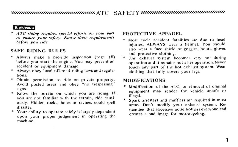 1983 Honda ATC200X Owner's Manual 67 Pages gallery