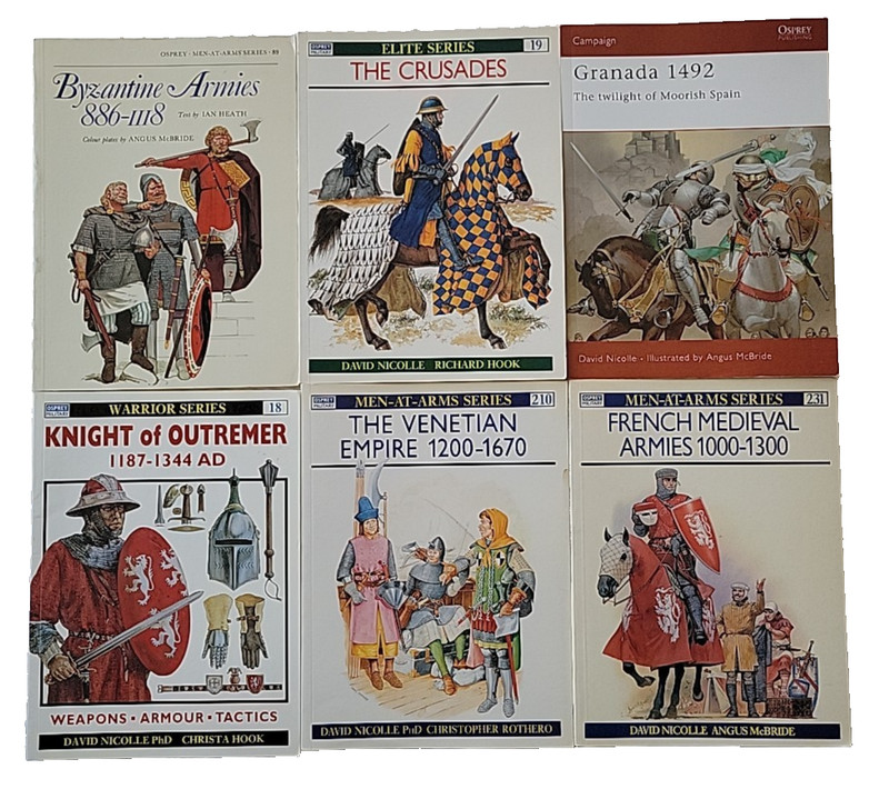 Lot of 6, David Nicolle, Osprey Military, Men at Arms, Warrior, Elite, Softcover