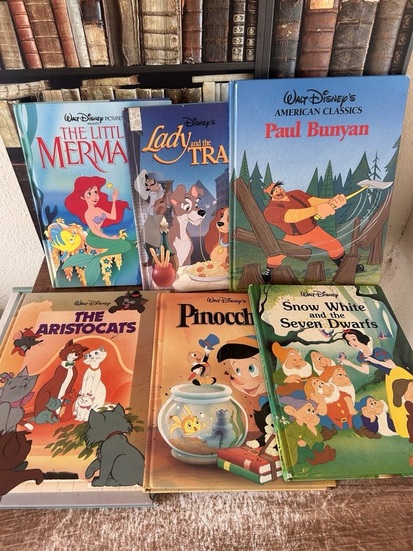 Disney Vintage Large Hardcover Books Lot Of 6 Childrens Illustrated (878)