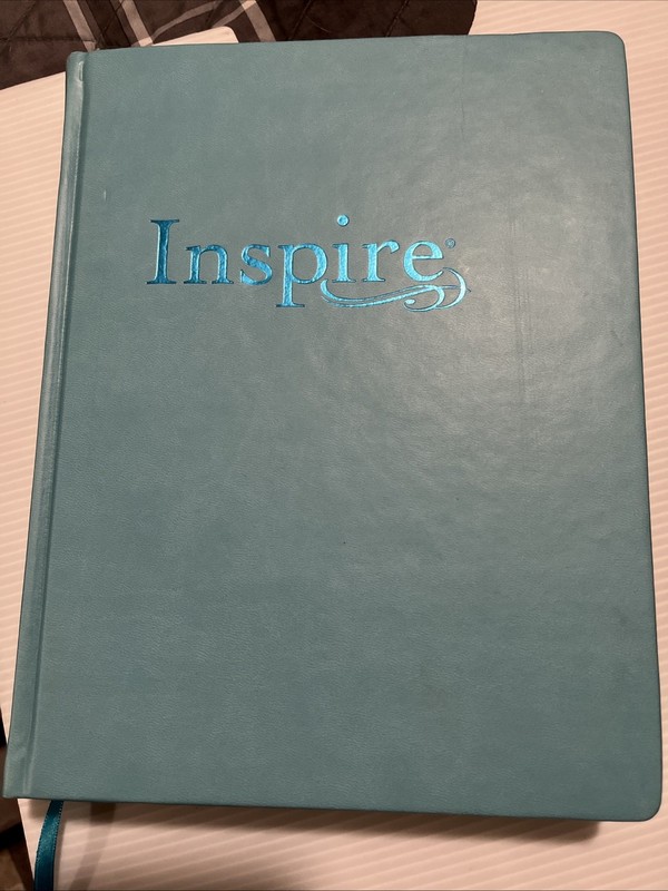 INSPIRE Large Print Bible NLT Creative Coloring Journal Teal Leatherlike Cover gallery