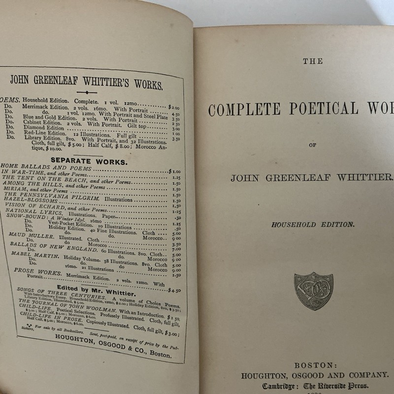 The COMPLETE POETICAL WORKS of John Greenleaf WHITTIER,1878 gallery