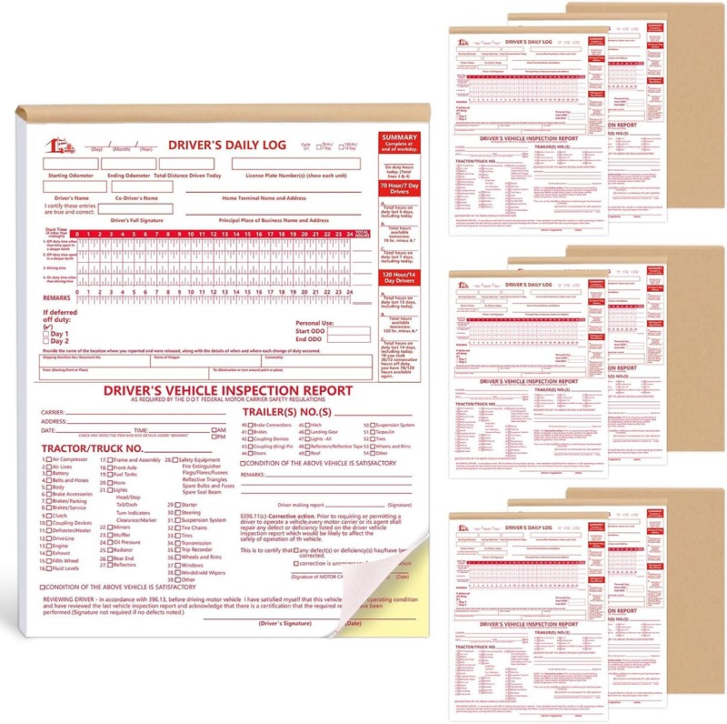 10 Pcs 8.5x11inch 2-in-1 Driver Log Books for Truckers Dot Book Driver…