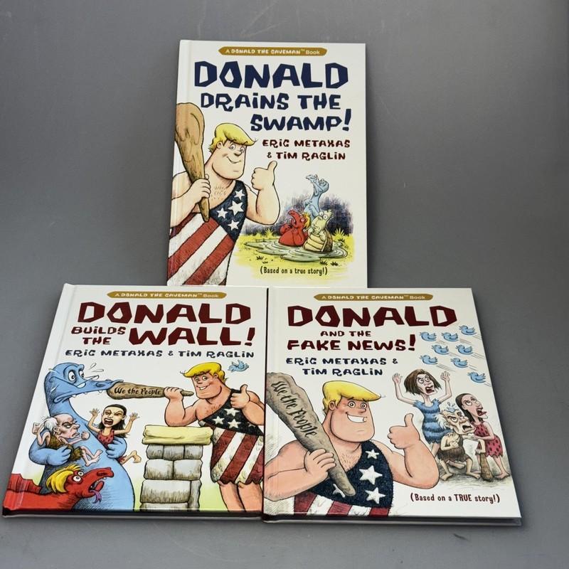 Donald The Caveman Hardcover Books Lot 3 Donald Drains Swamp Wall Fake News Set