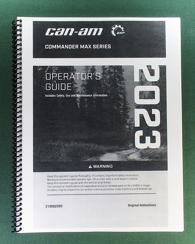 2023 Can-Am Commander Max DPS Owner’s Manual: 236 Pages & Protective Covers