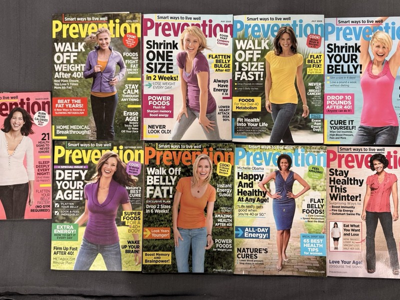 Lot Of 9 Prevention Magazines 2009 Recipes Health Weight Loss Exercise LN