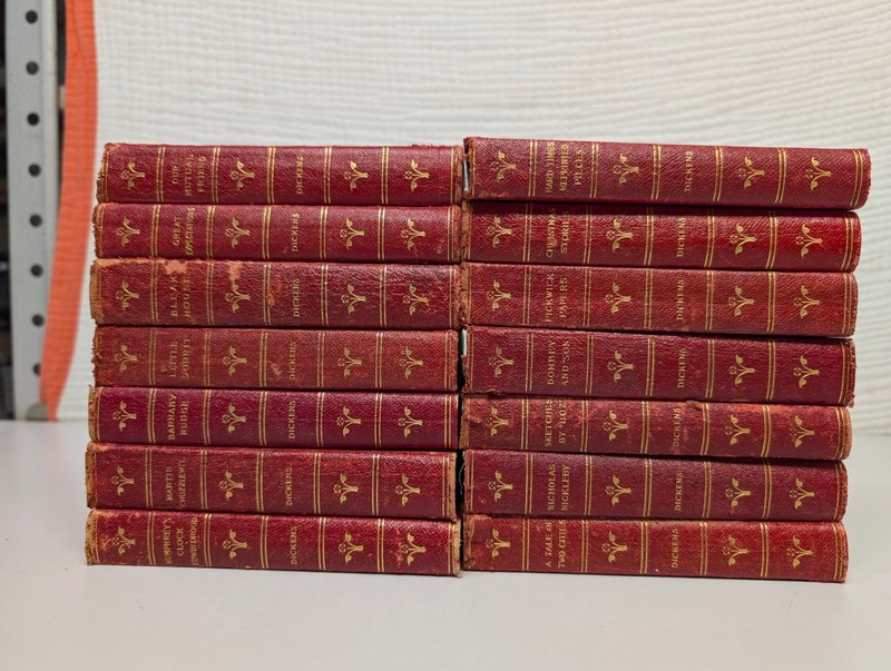 The Works of Charles Dickens 14 Volumes Red Illustrated Set