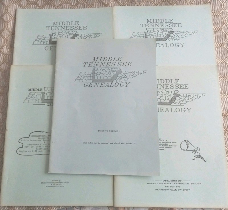 5 Middle Tennessee Genealogy Society SC Books 1988-1989 Vol 2 Quarterly++Index