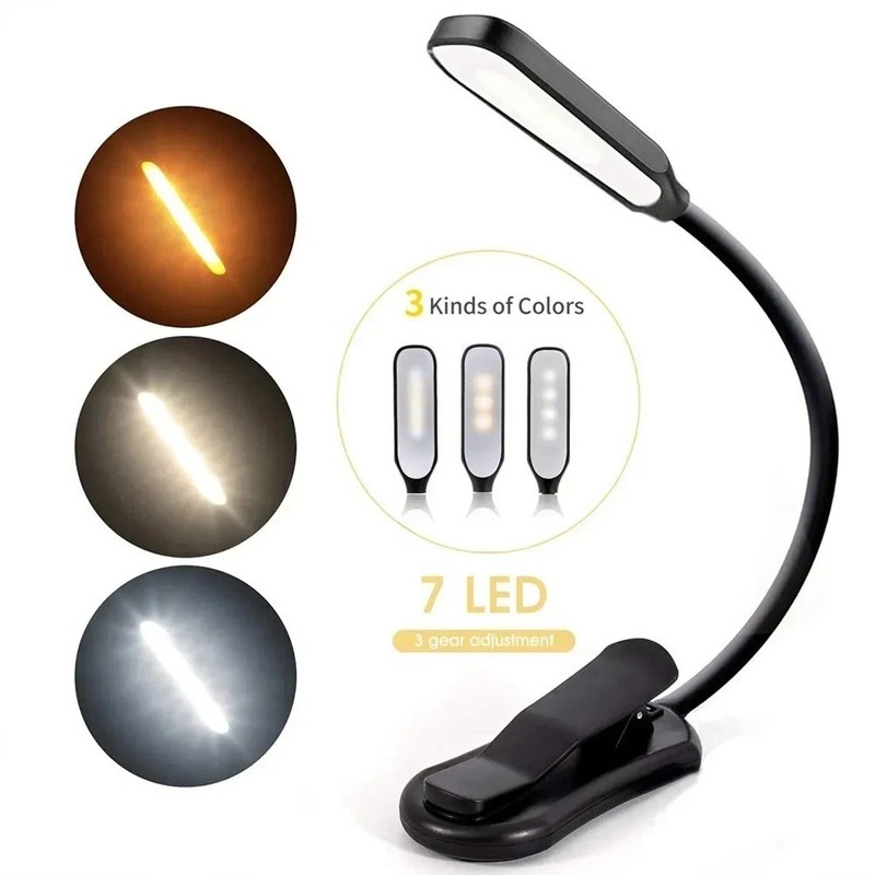 Flexible Rechargeable LED Book Light With 3 Light Modes Easy Clip Reading Lamp gallery