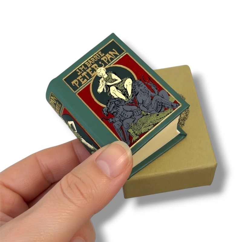 Peter Pan by J.M. Barrie tiny book leather hardcover w/case made Germany 508pgs
