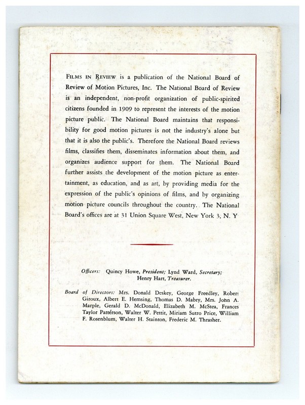 Films in Review Vol. 8 #5 VG- 3.5 1957 Low Grade gallery