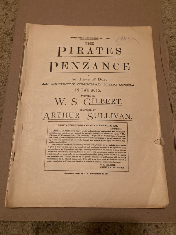 1880 Gilbert & Sullivan Pirates Of Penzance Authorized Complete Edition Stoddart
