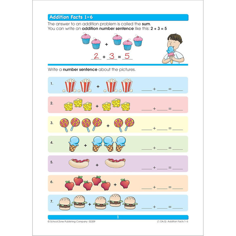 School Zone Addition & Subtraction Workbook: 64 Pages, 1St Grade, 2Nd Grade, Ele gallery