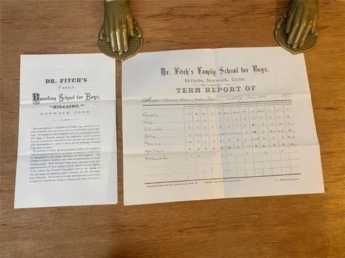 1877 Norwalk Conn - DR. FITCH'S FAMILY BOARDING SCHOOL - Brochure + Report Card gallery