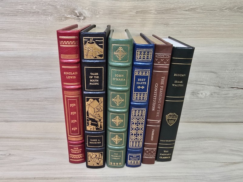 Lot of 6 Vintage Books Franklin Library Leather Bound