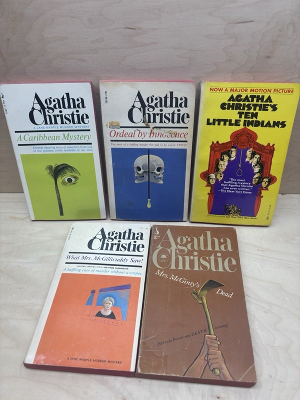 5 Vintage Books By Agatha Christie A Caribbean Mystery, Ordeal By Innocence, Ten