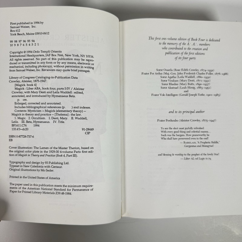 Magick Book 4 Liber Aba Parts I-IV Aleister Crowley 1994 gallery