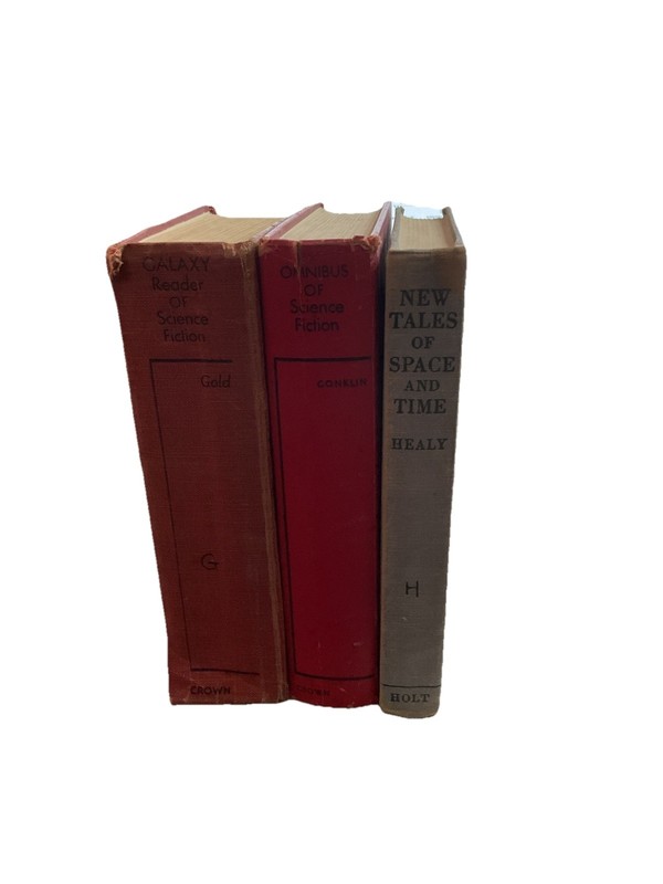 Lot 3 VTG 50s Science Fiction Short Story Collection Books, Galaxy Omnibus Tales