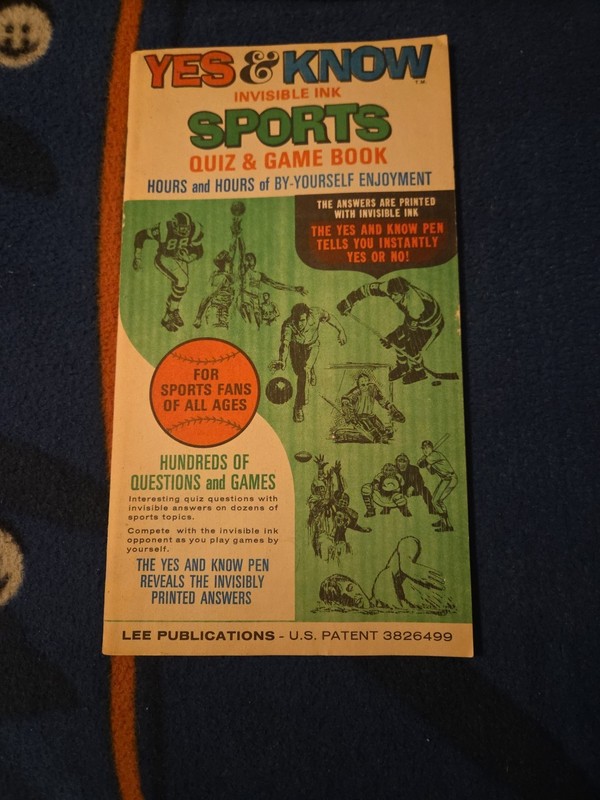 Vtg Invisible Ink Quiz and Game Book Yes & Know Sports Lee Publications