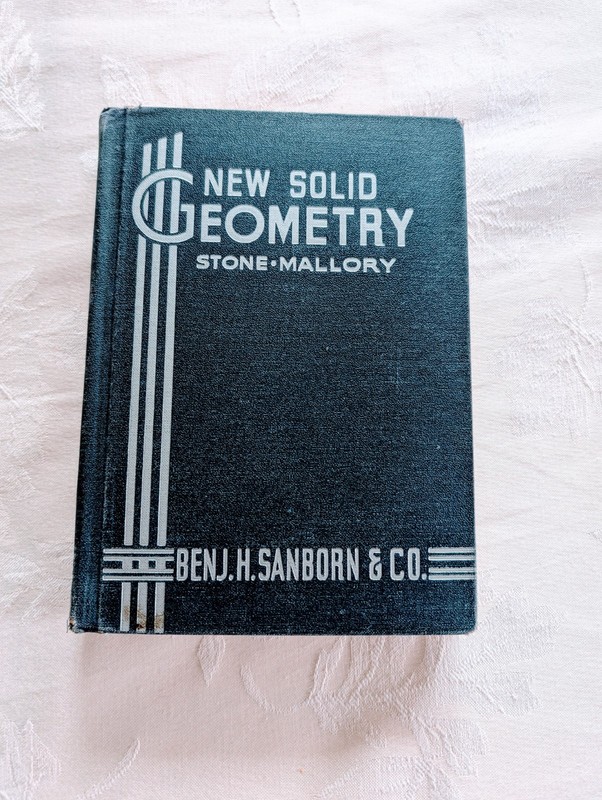 Antique 1937 New Solid Geometry Stone Mallory HC Textbook School Paper Ephemera gallery