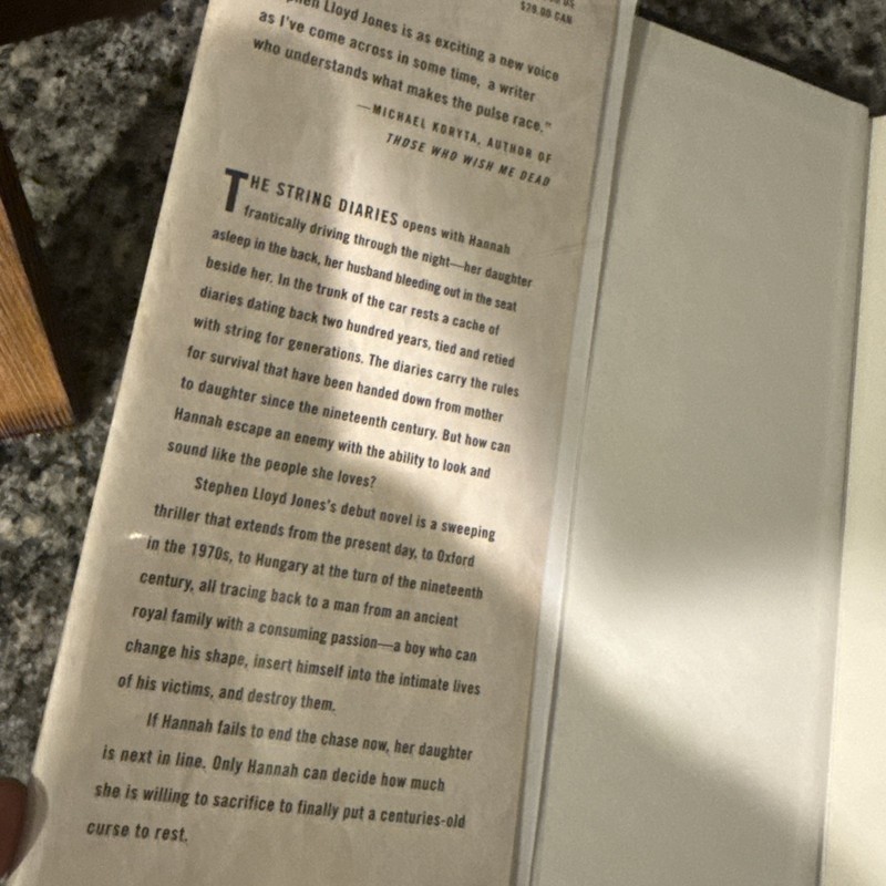 The String Diaries HCDJ Stephen Lloyd Jones Signed Bookplate 1th US Edi Thriller gallery