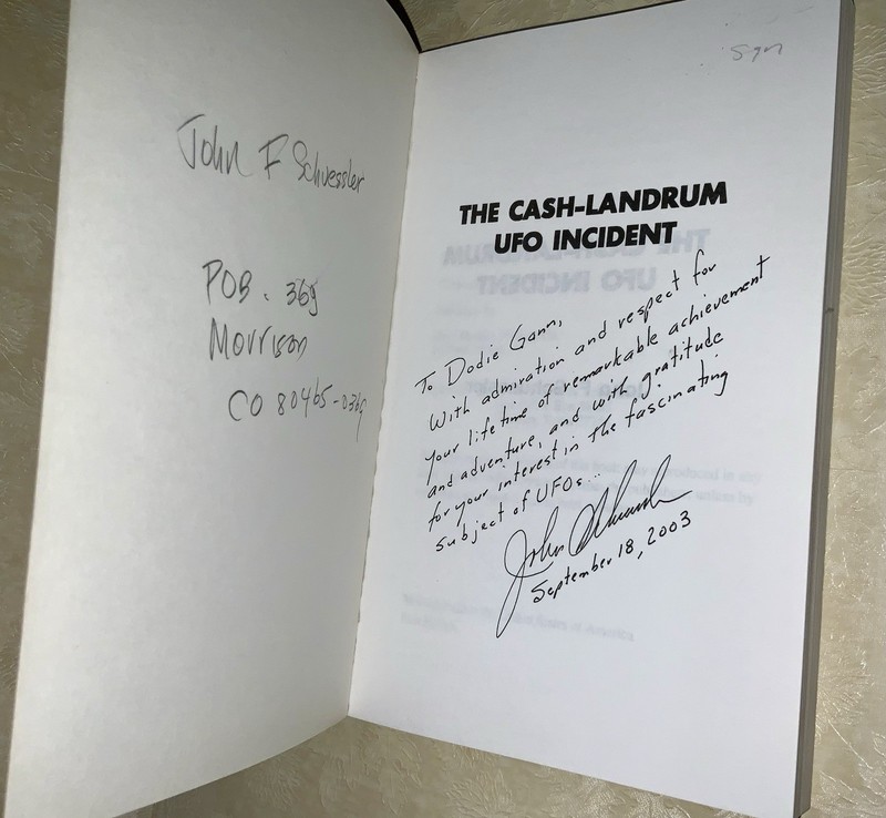 The Cash-Landrum UFO Incident By Schuessler RARE Signed Inscribed To Dodie Gann gallery