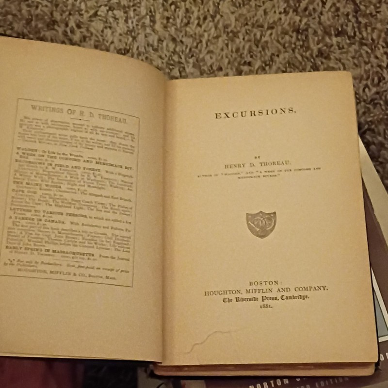 Excursions Henry D. Thoreau 1881 Illustrated Hardcover Houghton Mifflin