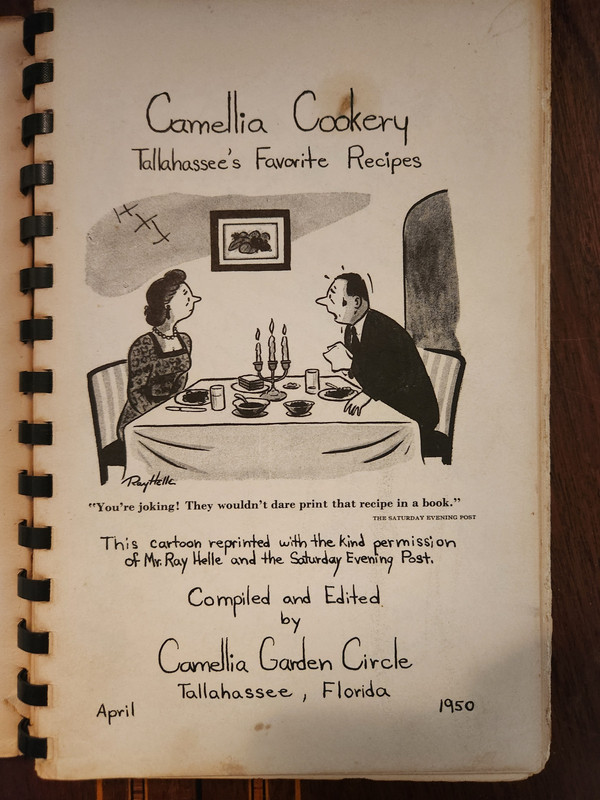 CAMELLIA COOKERY 1950 TALLAHASSEE, FL CAMELLIA GARDEN CIRCLE VG- gallery