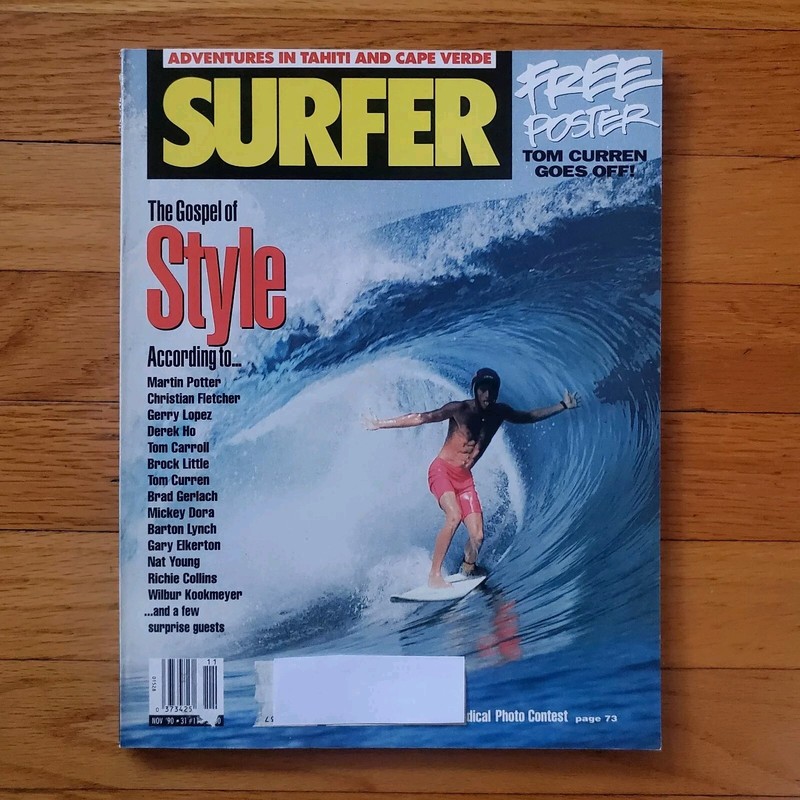 Surfer Magazine November 1990 Free Poster Tom Curren Martin Potter Jerry Lopez