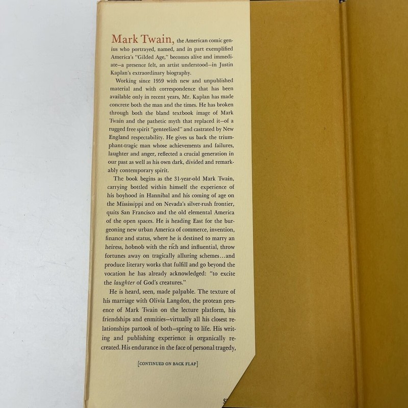 Mr. Clemens and Mark Twain by Justin Kaplan HC First Edition Very Good 1966 gallery