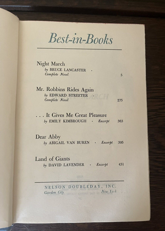 Best-in-Books 1959 Nelson Doubleday: Night March, Mr Robbins Rides Again & More gallery
