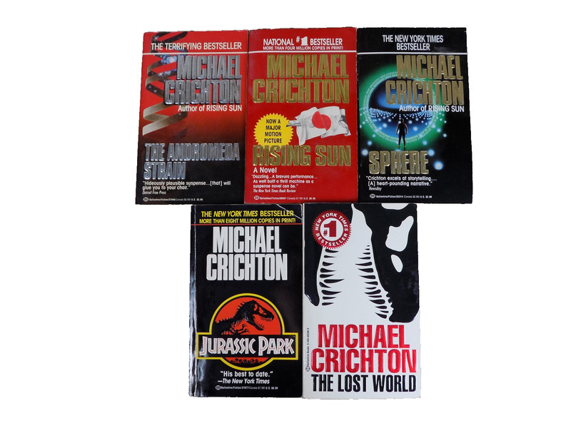 Michael Crichton Jurassic Park/Lost World/ Andromeda Strain Lot Paperbacks {NF}