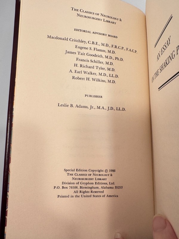 An Essay on the Shaking Palsy by James Parkinson Leather Special Ed Limited MR2 gallery