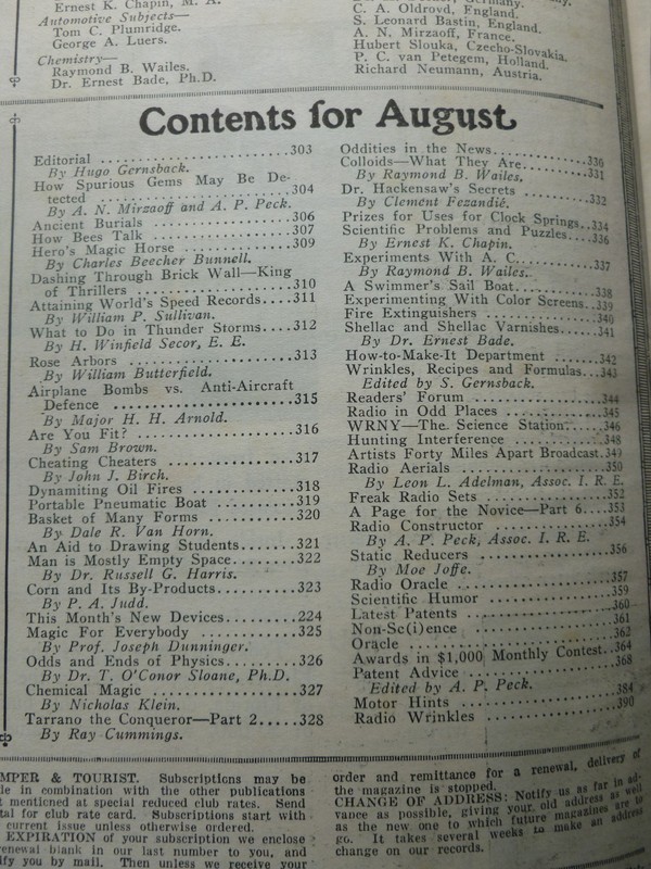 Hugo Gernsback [Editor] – SCIENCE AND INVENTION August 1925 – Ray Cummings gallery