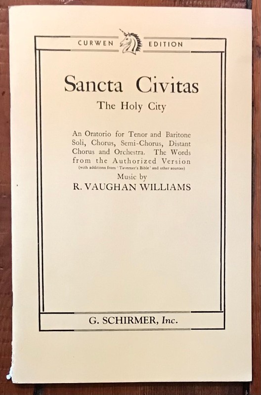VAUGHAN WILLIAMS «SANCTA CIVITAS» SCHIRMER PIANO/VOCAL SCORE PB VG- ENGLISH TEXT