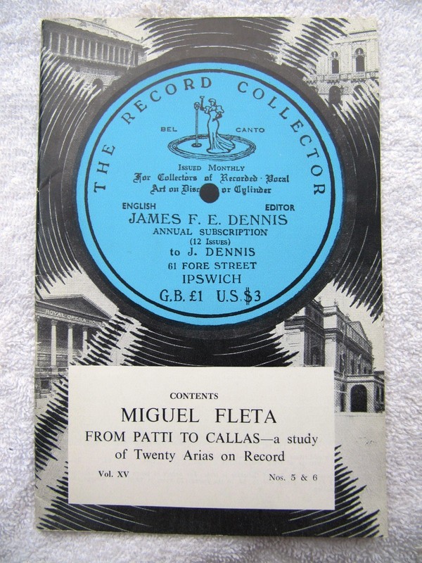RECORD COLLECTOR Magazine Vol 15 XV 5&6 Maria Callas MIGUEL FLETA Discography