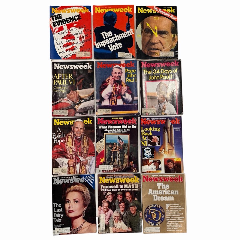 Lot of 12 NEWSWEEK Magazines 1974-1983 POPE NIXON MASH VIETNAM 50TH WATERGATE