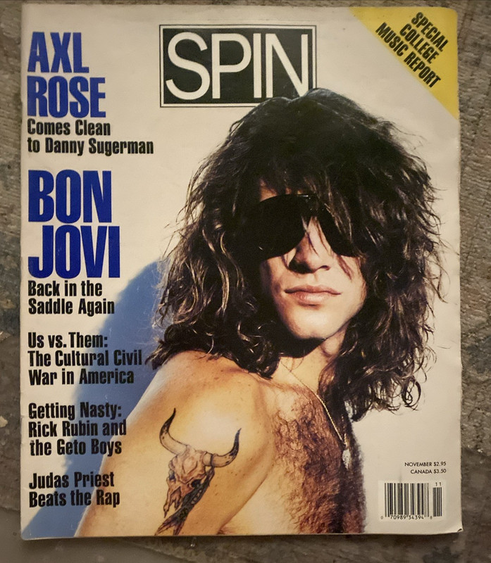 NOVEMBER 1990 SPIN MAGAZINE JON BON JOVI AXL ROSE RICK RUBIN JUDAS PRIEST