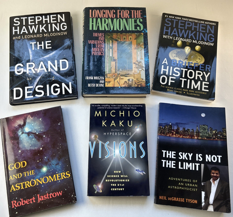 Lot of 6 Stephen Hawking DeGrasse Michio Kaku Physics Space Astronomy PB HC