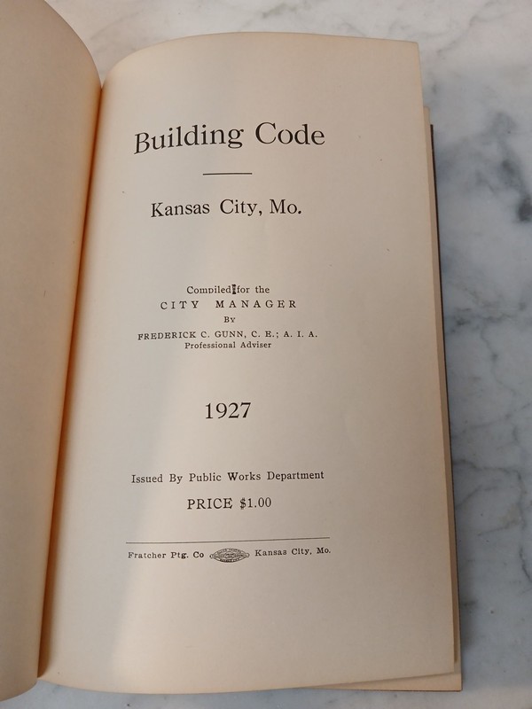 Antique Building Code Book 1927 Kansas City, Missouri Building Codes gallery