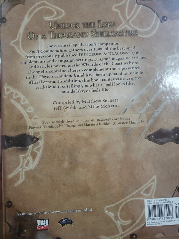 Spell Compendium by Jeff Grubb, Mike McArtor and Matthew Sernett (2005,... gallery